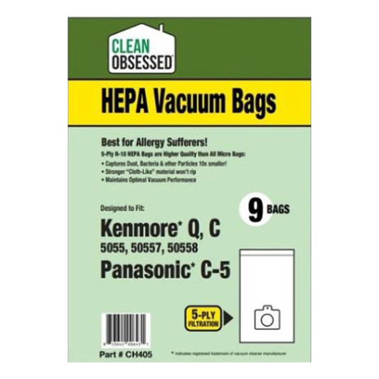 Clean Obsessed Kenmore Type Q C HEPA Vacuum Bags - 9 Pack