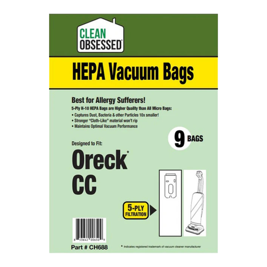 Clean Obsessed Oreck Type CC HEPA Vacuum Bags - 9 Pack