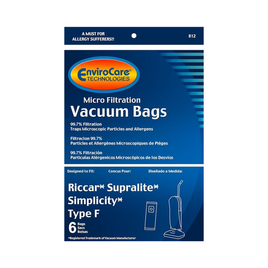 Envirocare Riccar Supralite and Simplicity Type F Uprights - 6 pack